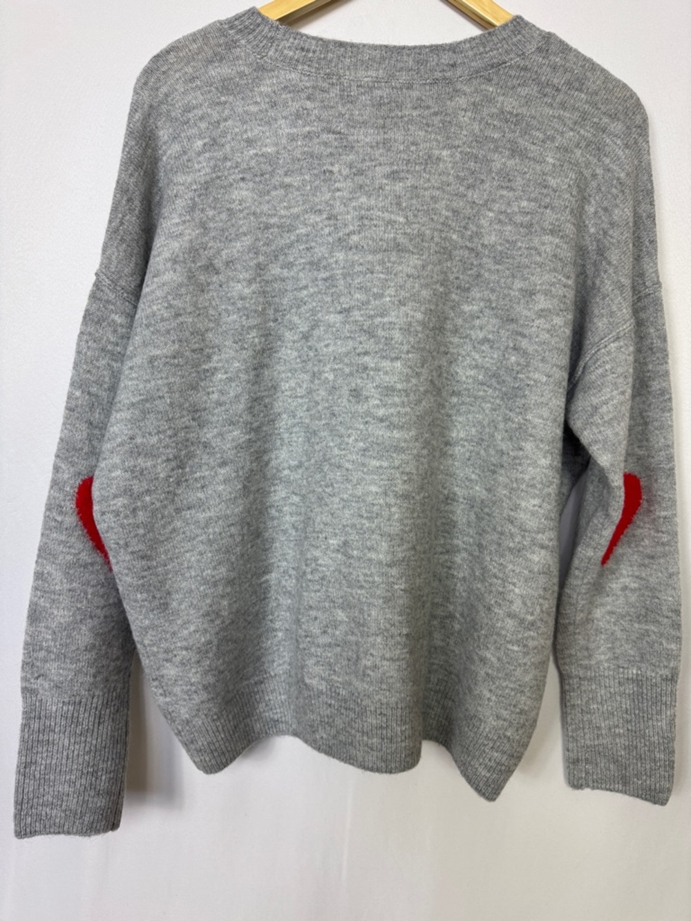 CeCe Valentine’s Crew Neck Elbow Hearts  Sweater‎ Size Medium Gray - Picture 8 of 11
